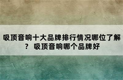 吸顶音响十大品牌排行情况哪位了解？ 吸顶音响哪个品牌好